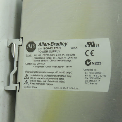 Allen Bradley 1606-XL120D 24V DC 5A Power Supply 1PH 100-120/200-240VAC Input