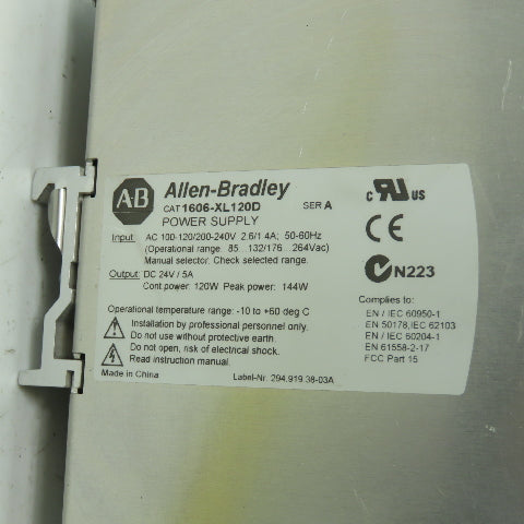 Allen Bradley 1606-XL120D 24V DC 5A Power Supply 1PH 100-120/200-240VAC Input