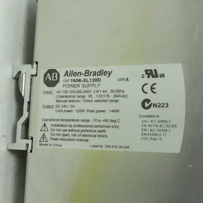 Allen Bradley 1606-XL120D 24V DC 5A Power Supply 1PH 100-120/200-240VAC Input