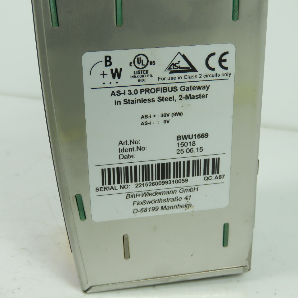 Bihl + Wiedemann BWU1569 Profibus Gateway Stainless Steel 2-Master