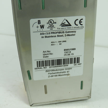 Bihl + Wiedemann BWU1569 Profibus Gateway Stainless Steel 2-Master