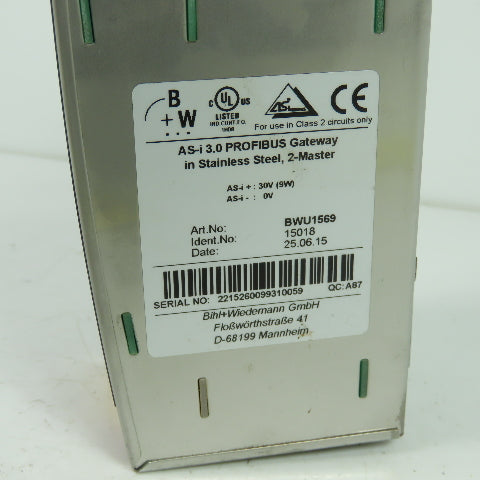 Bihl + Wiedemann BWU1569 Profibus Gateway Stainless Steel 2-Master