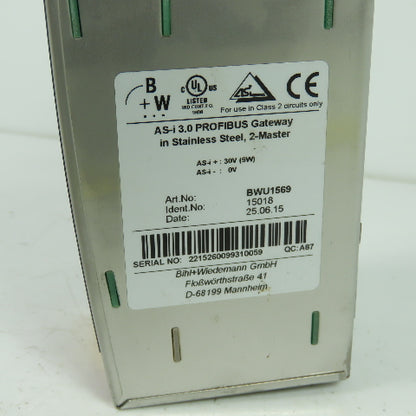 Bihl + Wiedemann BWU1569 Profibus Gateway Stainless Steel 2-Master