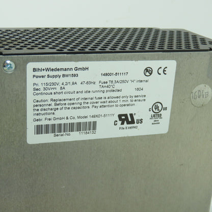 BW1593 Power Supply Pri 115/230V Sec 30V 8A 149X01-5111Y