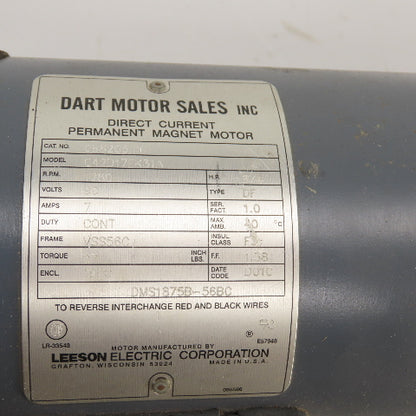 Baldor GF5026AG 50:1 Ratio Left Hand Gear Reducer & Motor 35RPM 90VDC 3/4HP
