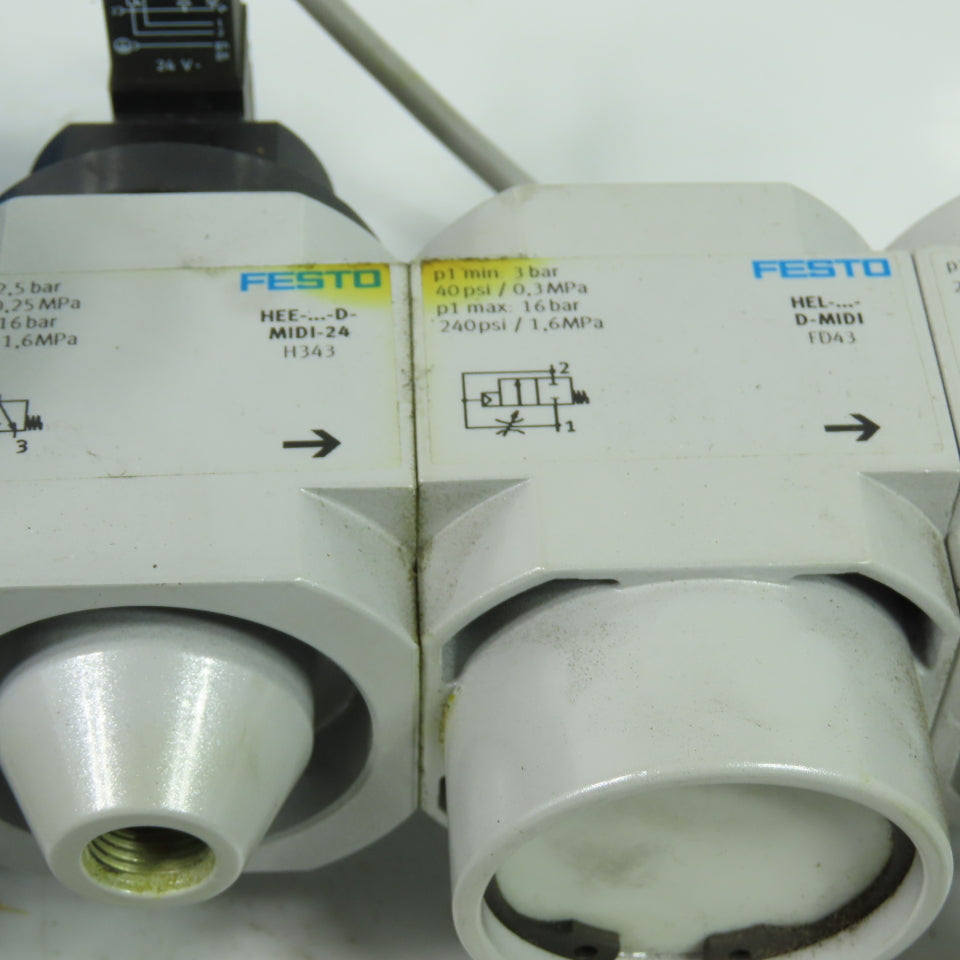 Festo LFR-D-MIDI-A Pneumatic Filter Regulator Assy 1/2" NPT 24V Coil
