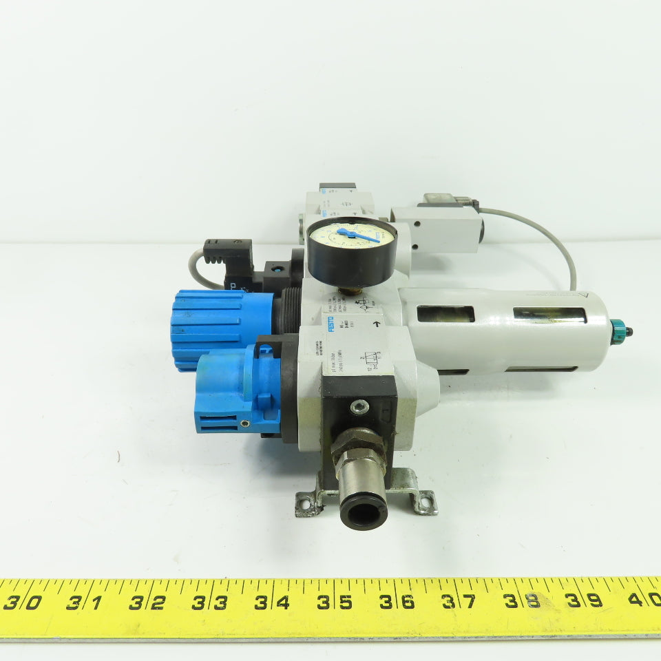 Festo LFR-D-MIDI-A Pneumatic Filter Regulator Assy 1/2" NPT 24V Coil