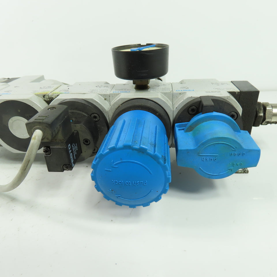 Festo LFR-D-MIDI-A Pneumatic Filter Regulator Assy 1/2" NPT 24V Coil