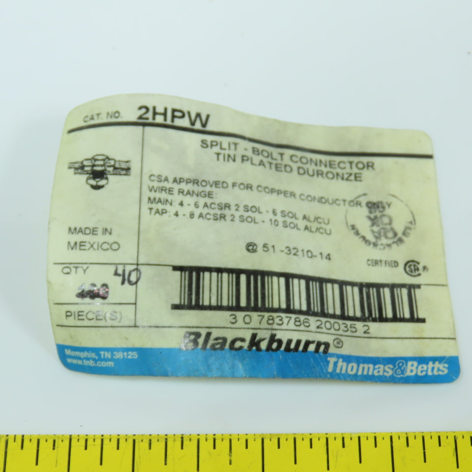 Blackburn Thomas & Betts 2HPW Split Bolt Connector For Copper Lot Of 5