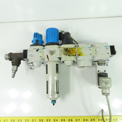 Festo HEL--D-MIDI Pneumatic Filter Regulator Assy 1/2" NPT 24V Coil 240PSI