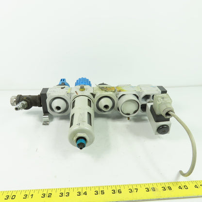 Festo HEL--D-MIDI Pneumatic Filter Regulator Assy 1/2" NPT 24V Coil 240PSI