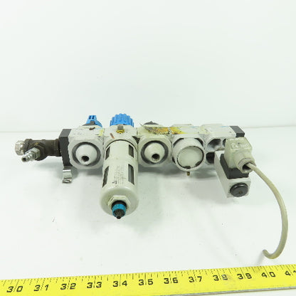 Festo HEL--D-MIDI Pneumatic Filter Regulator Assy 1/2" NPT 24V Coil 240PSI