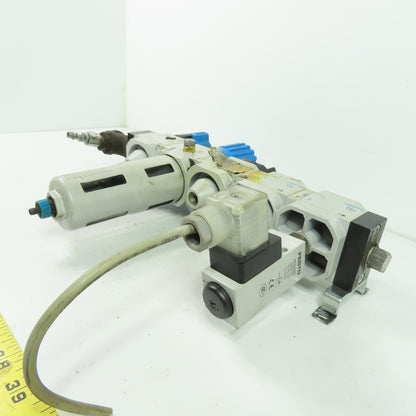 Festo HEL--D-MIDI Pneumatic Filter Regulator Assy 1/2" NPT 24V Coil 240PSI