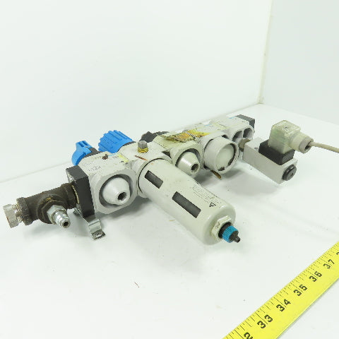 Festo HEL--D-MIDI Pneumatic Filter Regulator Assy 1/2" NPT 24V Coil 240PSI