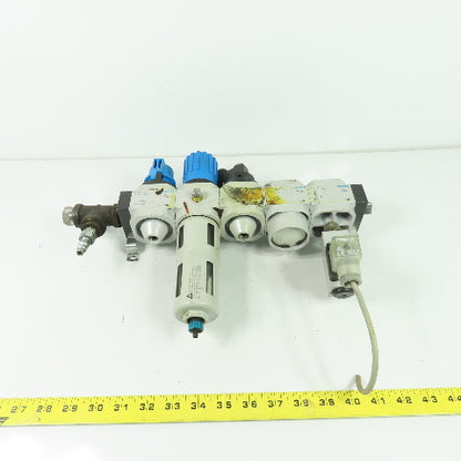 Festo HEL--D-MIDI Pneumatic Filter Regulator Assy 1/2" NPT 24V Coil 240PSI