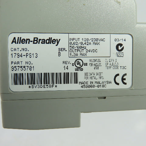 Allen Bradley 1794-PS13 Ser B Flex I/O 24VDC Power Supply Rev 14