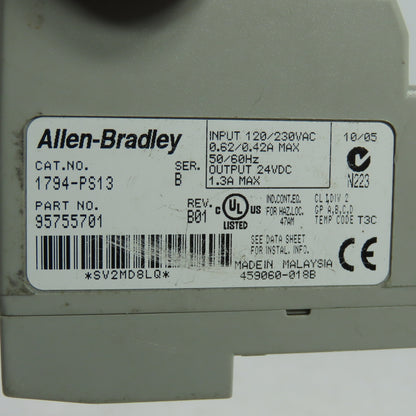 Allen Bradley 1794-PS13 Ser B Flex I/O 24VDC Power Supply Rev B01