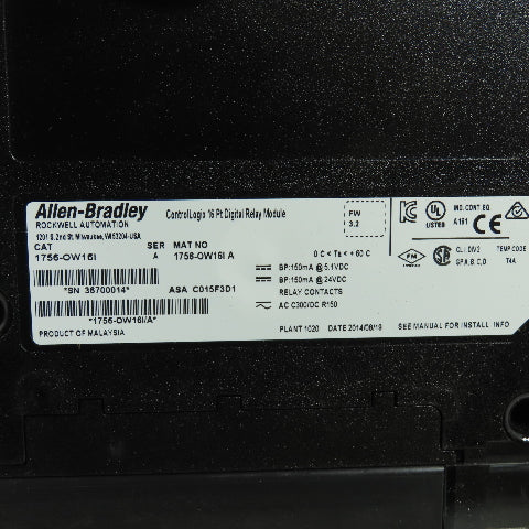 Allen Bradley 1756-OW16I/A SerA ControlLogix 16 Point Digital Relay Module FW3.2