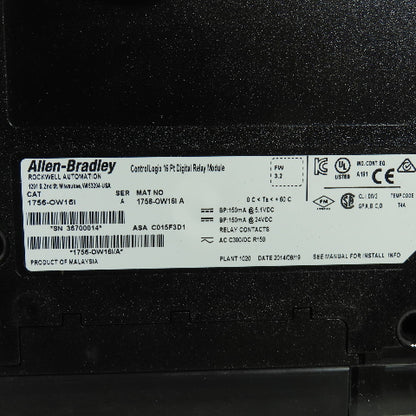 Allen Bradley 1756-OW16I/A SerA ControlLogix 16 Point Digital Relay Module FW3.2