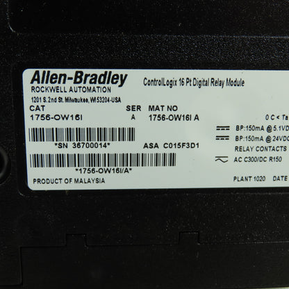 Allen Bradley 1756-OW16I/A SerA ControlLogix 16 Point Digital Relay Module FW3.2