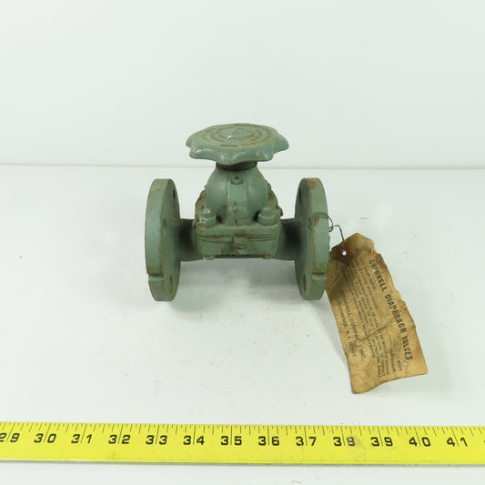 Grinnell -Saunders 303-104 1" Cast Manual Diaphragm Valve 4-1/4" 4-Bolt Flange