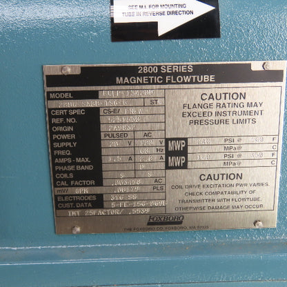 Foxboro ECEP-13420D 2806-SABB-TSG-G 2800 Series 6" Flanged Magnetic Flowtube