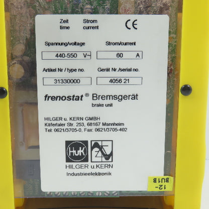 Hilger u. Kern 31330000 Frenstat Bremsgerat Brake Unit 440-500V 60A
