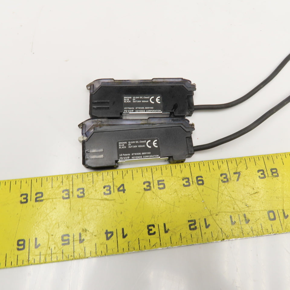 Keyence FS-V31P Fiber Optic Amplifier 12-24VDC 5" Leads Lot Of 2