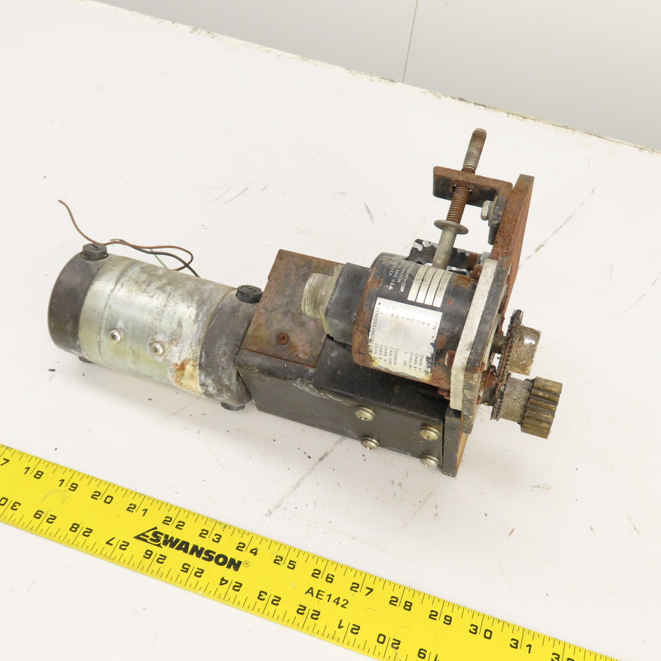 Bison 1980471H05 33.9:1 Inline Gear Reducer & Motor, Encoder 12.4VDC 38.3RPM