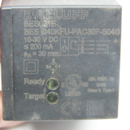 Balluff BES Q40KFU-PAC30F-S04G Inductive Proximity Sensor 10-30VDC
