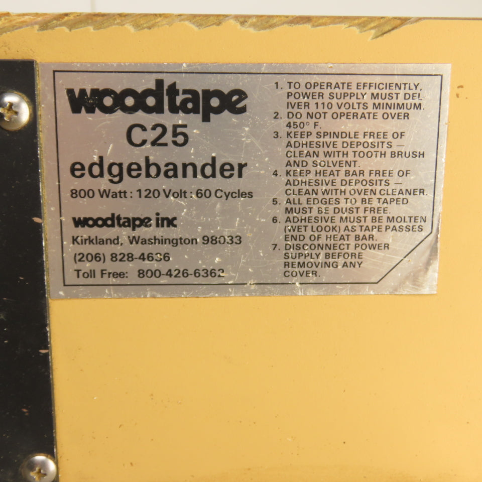 Woodtape C25 Bench-Top Edgebander Unit 120V Single Phase