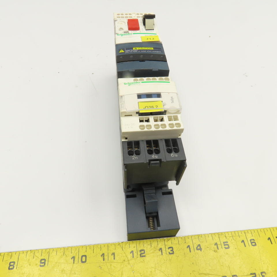 Schneider GV2ME1 600V 5Hp Manual Motor Starter W/ Aux. Contactor 24V Coil
