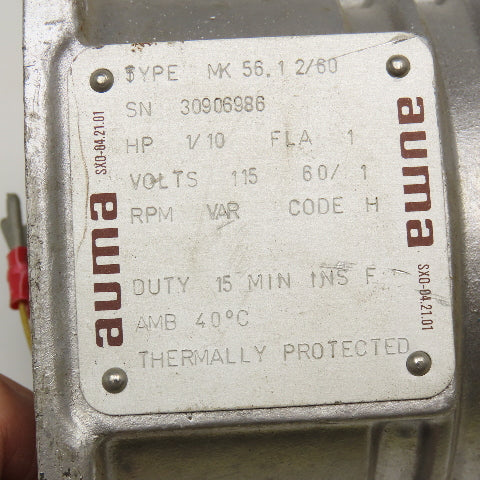 Auma MK 56.12/60 1/10Hp 115V 1Ph Actuator Motor