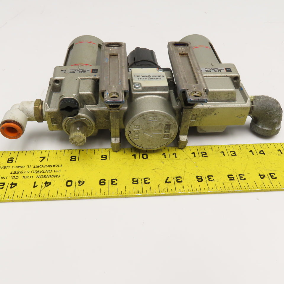 SMC AF30-N03-Z 3/8" NPT Compressed Air Filter Regulator Lubricator FRL 125PSI