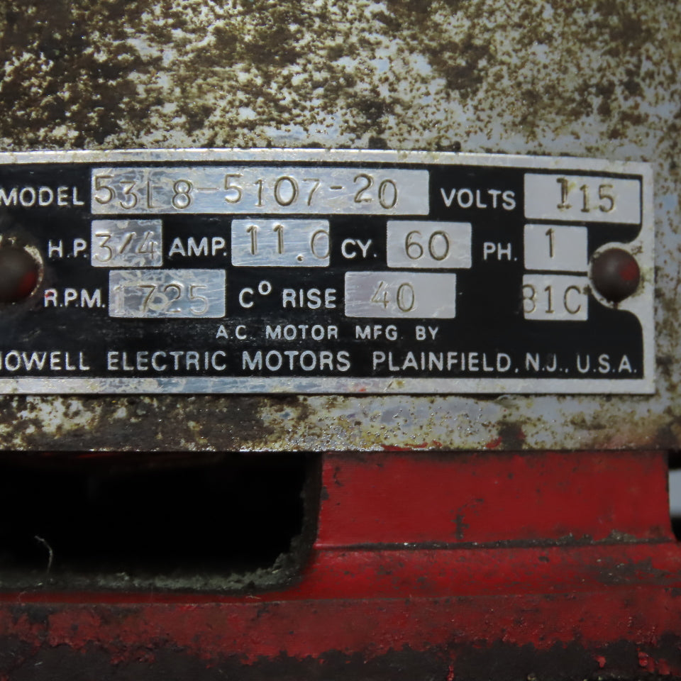 Howell Dayton 3Z665 3/4HP AC Electric Motor 1725RPM 115V 1PH For Floor Scrubber