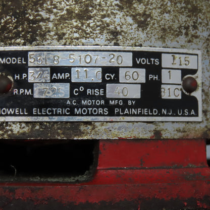 Howell Dayton 3Z665 3/4HP AC Electric Motor 1725RPM 115V 1PH For Floor Scrubber