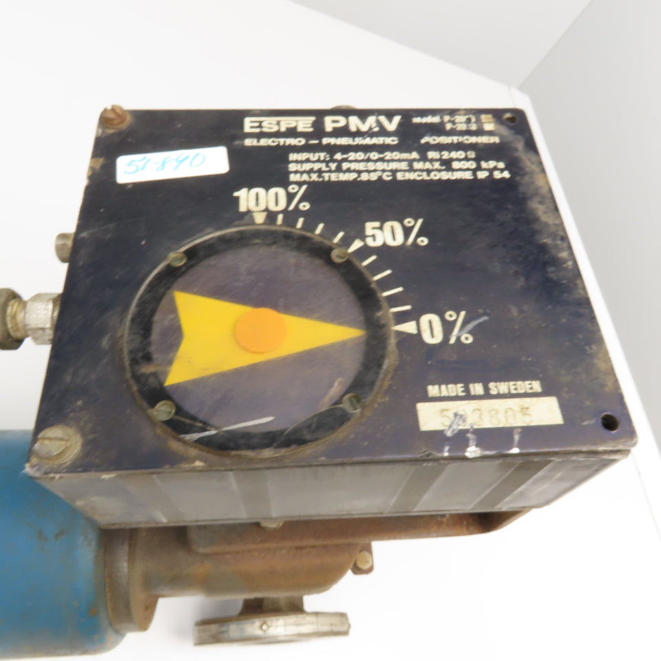 ESPE 1" Stainless Steel Flange Mount Valve W/ PMV P-2000 Pneumatic Actuator