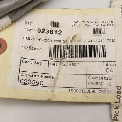 Hypertherm 023612 (1x1/2x1) Power Supply Cable For HT2000 Plasma Cutter 75'