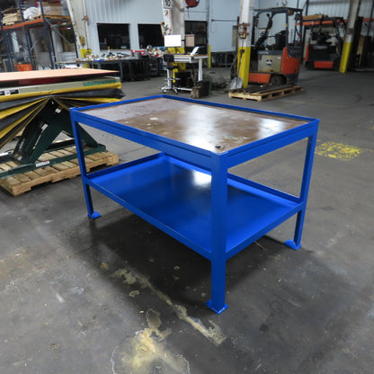 58"x 34" Steel Welding Assembly Fabrication Table Bench 35" Tall W/ Shelf