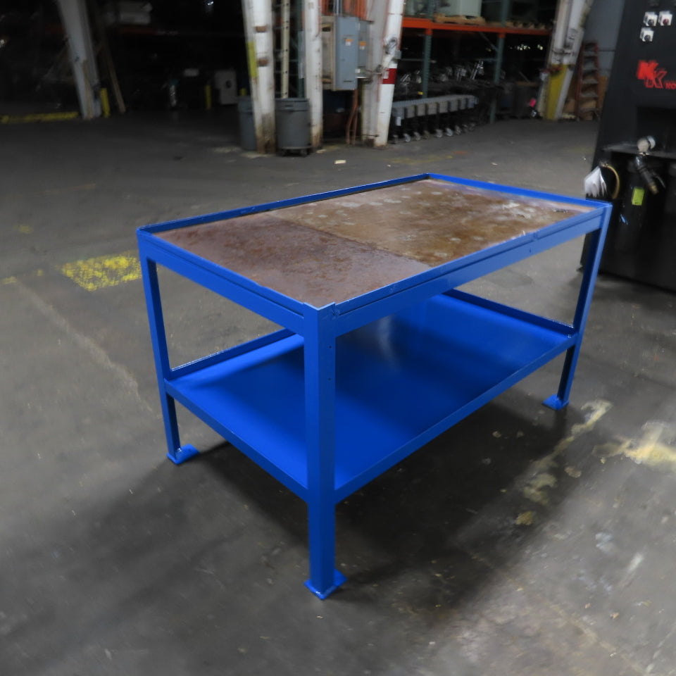 58"x 34" Steel Welding Assembly Fabrication Table Bench 35" Tall W/ Shelf