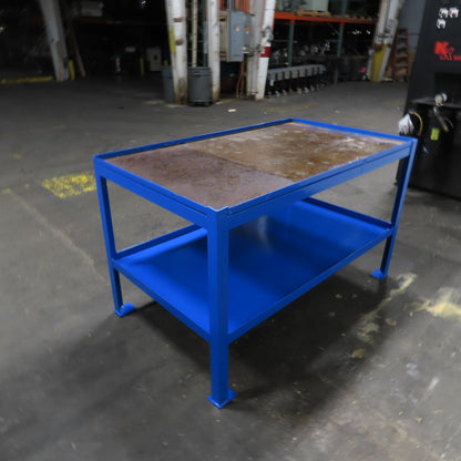 58"x 34" Steel Welding Assembly Fabrication Table Bench 35" Tall W/ Shelf