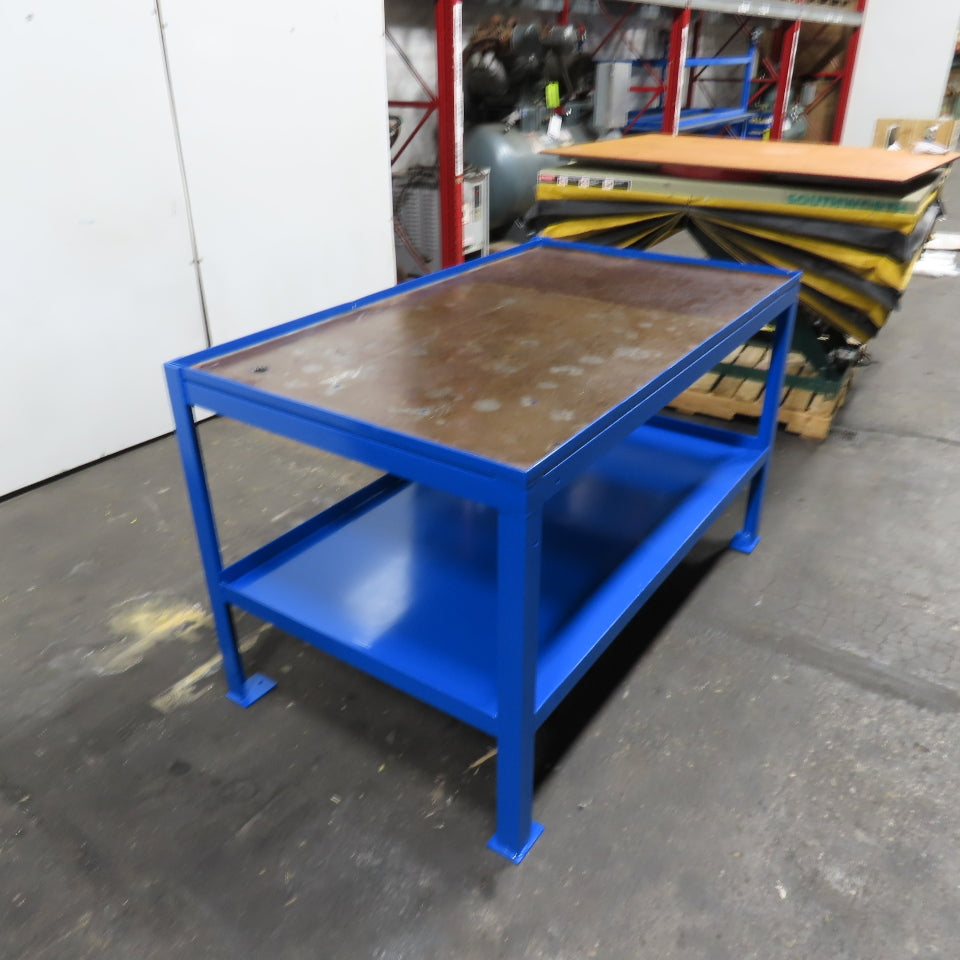 58"x 34" Steel Welding Assembly Fabrication Table Bench 35" Tall W/ Shelf