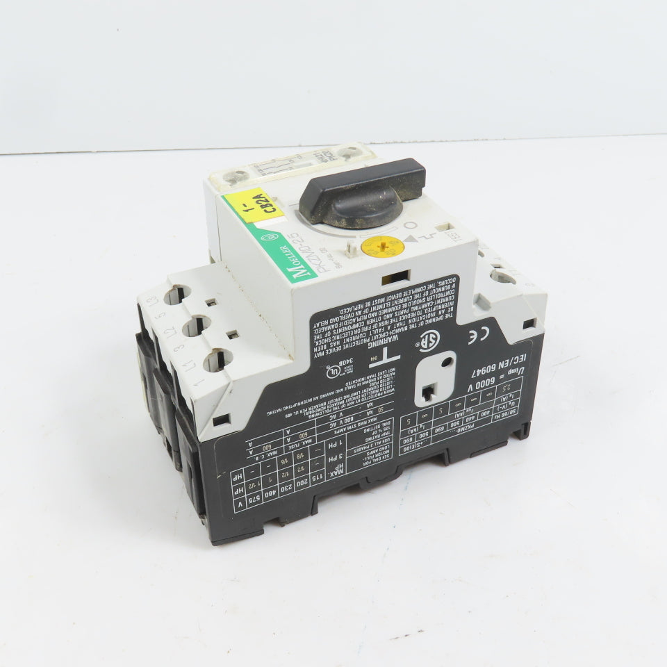 Moeller PKZM0-2.5 Motor Protector Circuit Breaker 1.6-2.5A 600VAC W/ Aux