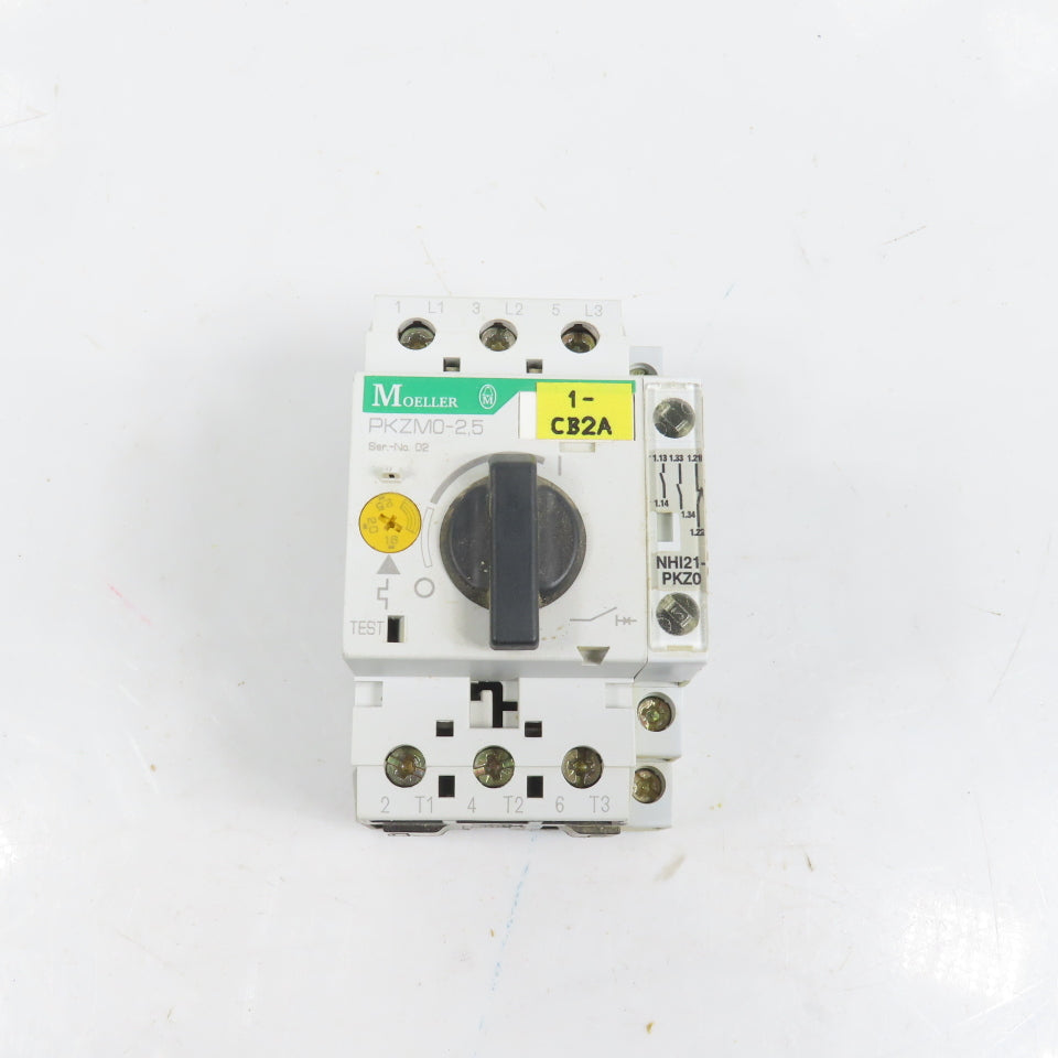 Moeller PKZM0-2.5 Motor Protector Circuit Breaker 1.6-2.5A 600VAC W/ Aux