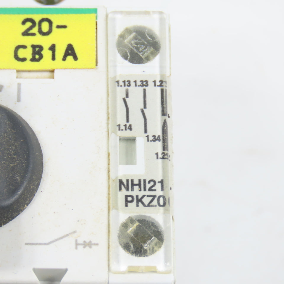 Moeller PKZM0-1.6 Motor Protector Circuit Breaker 1.0-1.6A 600VAC W/ Aux