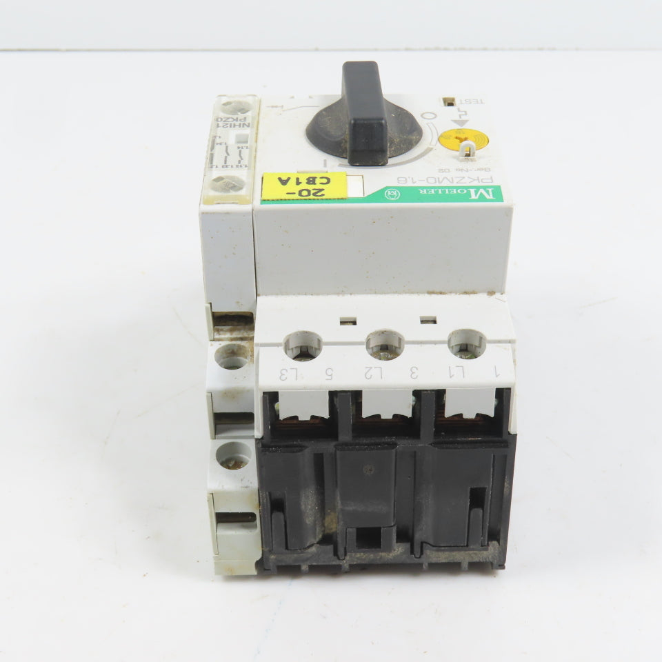 Moeller PKZM0-1.6 Motor Protector Circuit Breaker 1.0-1.6A 600VAC W/ Aux