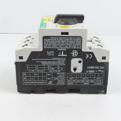 Moeller PKZM0-1.6 Motor Protector Circuit Breaker 1.0-1.6A 600VAC W/ Aux
