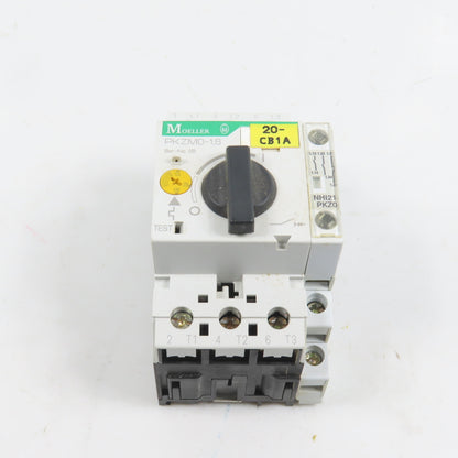 Moeller PKZM0-1.6 Motor Protector Circuit Breaker 1.0-1.6A 600VAC W/ Aux