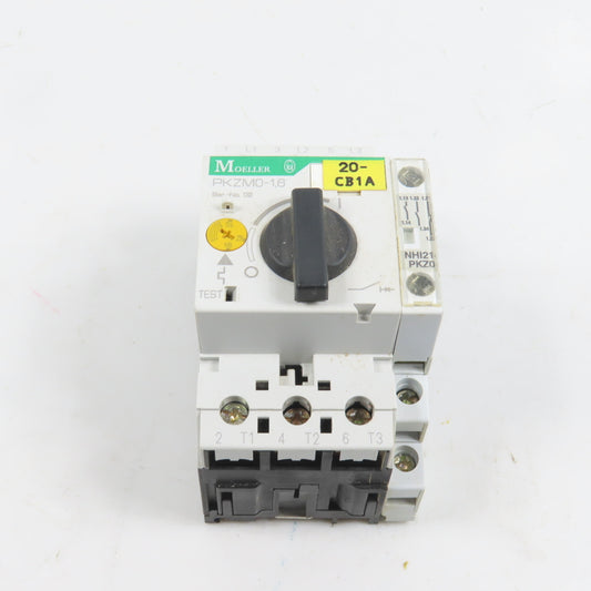 Moeller PKZM0-1.6 Motor Protector Circuit Breaker 1.0-1.6A 600VAC W/ Aux