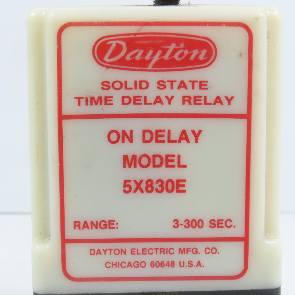 Dayton 5X830E Solid State Time Delay Relay 3-300 Sec 120VAC W/ Base